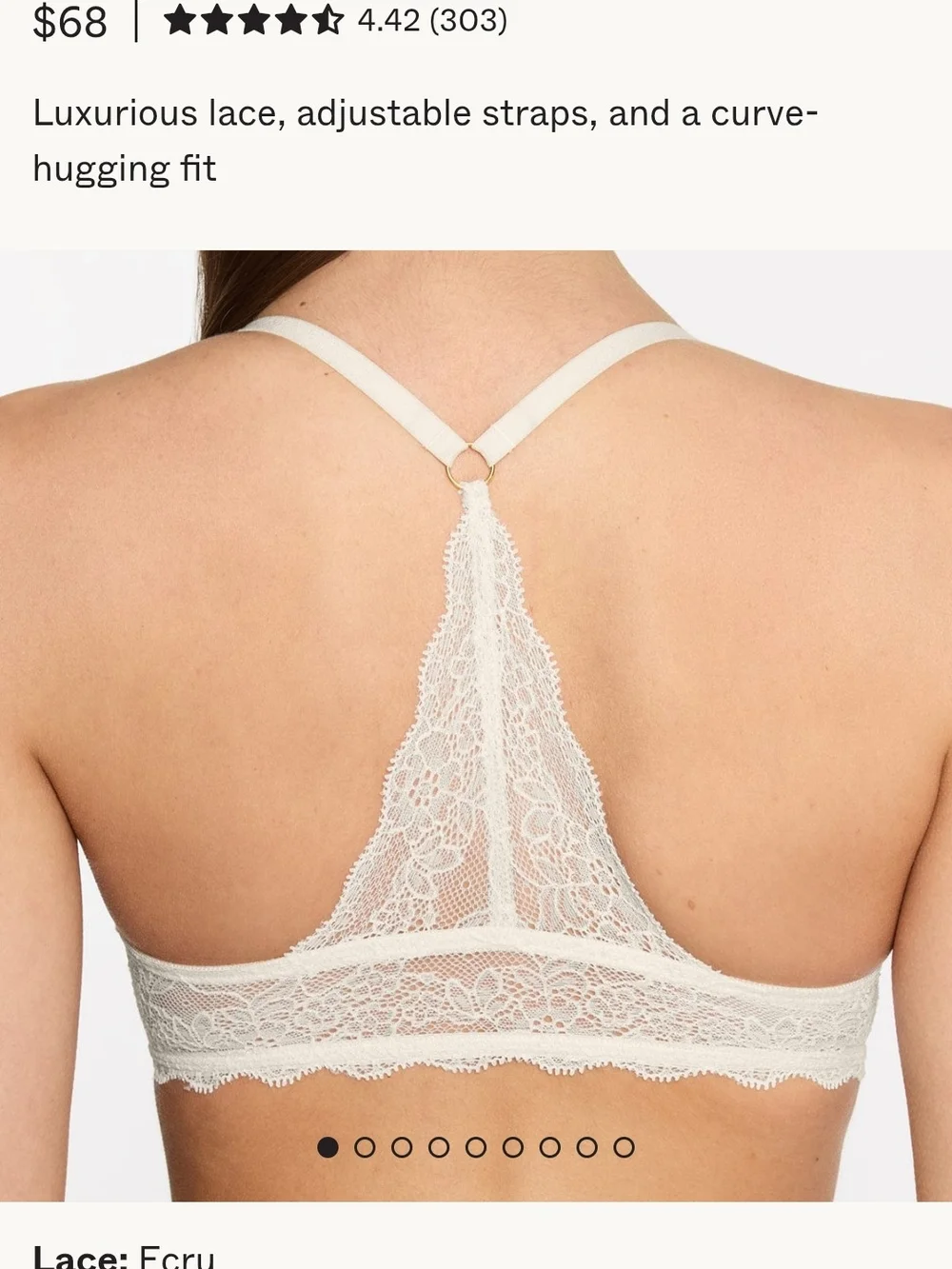 Pepper Ecru Lace Push-Up Bra with Adjustable Straps